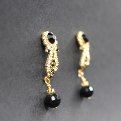Black Orbs Earrings Zircon-styled Black drop Earrings Pierced Earrings For Women, Girls