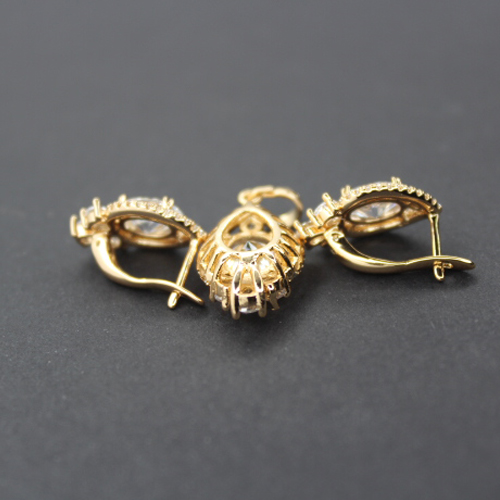 Earrings and Pendant Set, Crystal Ovoid Pendant Set, Jewelry Set, Women’s Jewelry Set