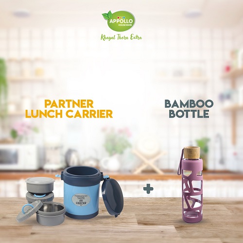 Appollo Bundle of Bamboo Bottle + Partner Lunch Carrier