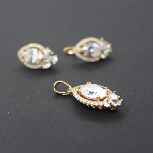 Earrings and Pendant Set, Crystal Ovoid Pendant Set, Jewelry Set, Women’s Jewelry Set