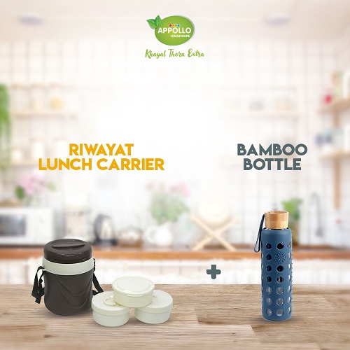 Appollo Bundle of Bamboo Bottle + Riwayat Lunch Carrier