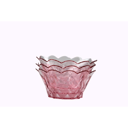 Mini Plastic Dessert Bowls/ Clear, Flower-Shaped Dessert Bowls Set – 3’s Pack