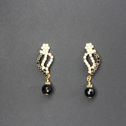 Golden Coil Earrings with two-toned stones Zircon styled Earrings 