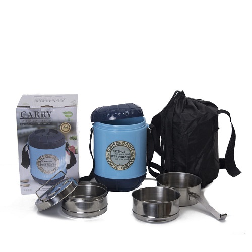 Appollo Carry Lunch Carrier with (3 Steel Bowls)