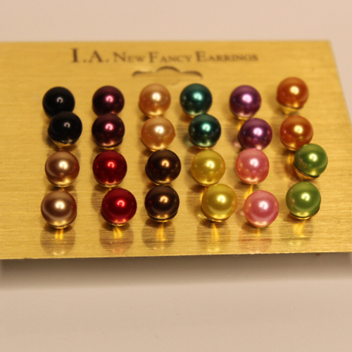 12 Pairs/set Colorful Pearl Ear Stud Set For Women, Girls and Ladies Jewelry Piercing Tops