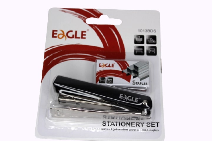 Stapler Set with Staples, Size 10 Standard Stapler and Staple Pins, 8-Sheet Capacity Black Stapler, Office and School Supply