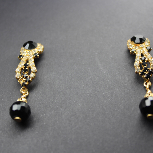 Black Orbs Earrings Zircon-styled Black drop Earrings Pierced Earrings For Women, Girls